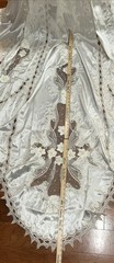 Vtg 80s Wedding Dress Beaded Puff Sleeve Bridal Gown Detachable Train Size 10