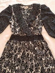 VTG Sz.6 Grandma Chic, Black & White Pleated Dress, Puff Sleeves, Cottage Core