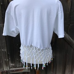 Vintage Cartagena Colombia Beaded Crop Top shirt Size Women’s Large 100% Cotton