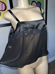 VTG DAMA DA NO MADE IN BRAZIL CAMISOLE TOP BLACK SZ M bgb