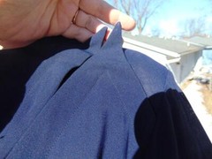 VTG 40s Blue Rayon Crepe Dress Lots of neat 40s details XL 42B