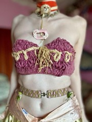 1950s Paramount Showgirl Raffia Bra Top, Size M