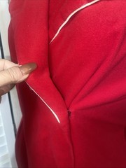 70s 80s Red Velour Fleece Belted Lounge Wear Tie Robe Maxi Length Large