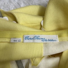 VTG 70s Yellow Sleeveless Empire Waist Maxi Dress White Rickrack Trim M (12)
