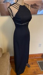 VTG 80s Black Union Made Sleeveless Strappy Mermaid Body Con Gown Nadine S