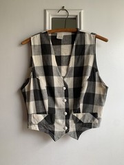 Vintage 1940s 1950s Buffalo Check Plaid Sanforized Cotton Vest Sally Togs S