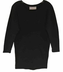 Vintage Womens ADRIENNE VITTADINI Black Cotton Knit Mini Dress Size Petite Small