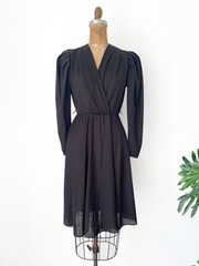 Vintage 1970’s – Early ‘80s Black Disco Dress Puff Sleeves ILGWU USA XS/S
