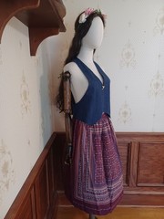 Vintage 1970s Patty O’Neill Cotton Denim Floral 2 Piece Boho Prairie Dress