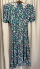 Karin Stevens Petites Floral Dress Vintage Cottagecore Lace SZ8 30s revival