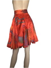Vtg 80s Studibaker Hawk red 2 pc printed skirt top suit 10
