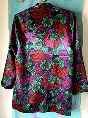 Vintage CHASE Women’s BLAZER Bold Floral Pattern, Red, Purple, Black, Green, M