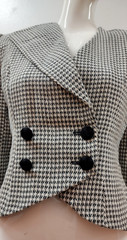 Neiman Marcus Wide Big Shoulders Avante-garde Jacket Wool Black Houndstooth 80s