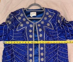 VTG Fantasy of Esister Max Womens 100% Silk Beaded 3pc Skirt Suit sz 16