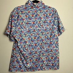Vintage 1970s Blue Red Green Purple Floral Abstract Patterned Shirt Sleeve Top