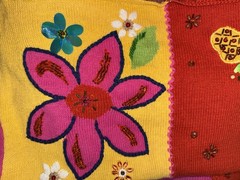 Vintage ARRIVISTE Funky Sweater Ramie Cotton Blend Colorful Embroidery Gems Sz M