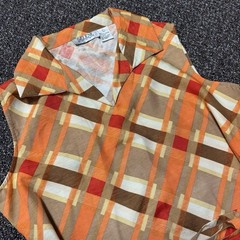 Vintage 1980s Polyester Dress Patterned Selene Sport Womans Orange Size Large