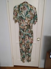 Vintage Hawaiian Print Tropical Jumpsuit Carol Anderson 80’s 90’s Multocolor