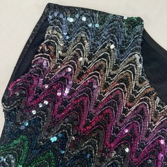 Vintage 80s Joseph II Sequin Chevron Top Knit Blouse Made in USA Metallic Size M