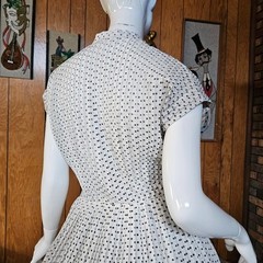 Vintage 50s L’Aiglon Polka Dot Circle Skirt Shirtwaist Rockabilly Day Dress S/M