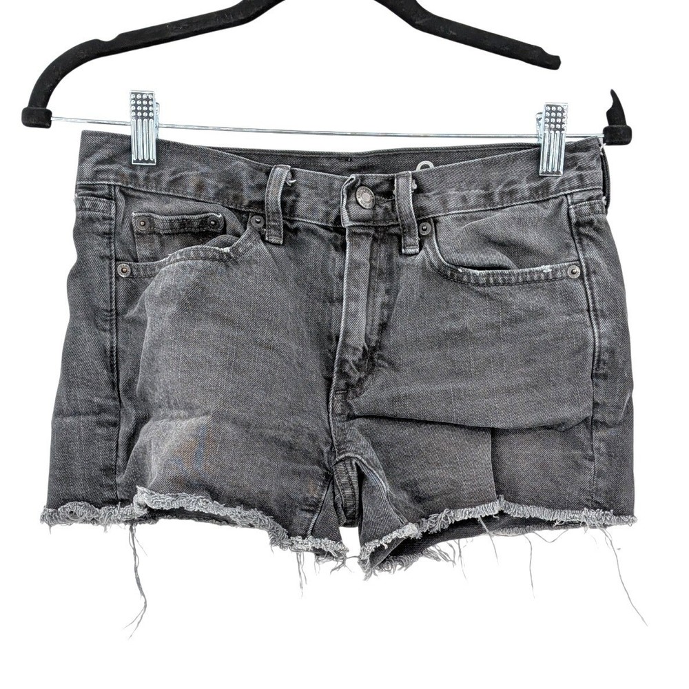 Gap 1969 Black Cutoff Denim Shorts 24 Slim Distressed Grunge