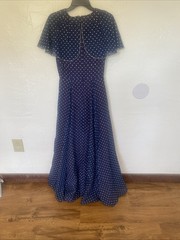 Vintage Coco California Blue with polkadots maxi dress size 10 Paper Tag Lined