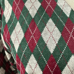 Vintage 70s Polyester Knit Argyle Cardigan Blazer Green Burgundy M