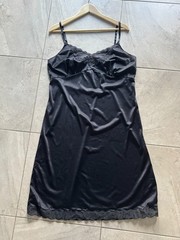 Vintage Contessa Black Lingerie Chemise Slip Dress Nylon Pinup Made in USA 40