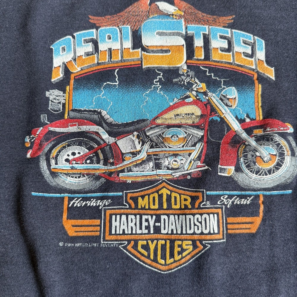Vintage 80s Harley-Davidson Real Steel Heritage Softail Sleeveless Sweatshirt S