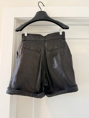 Vintage 90s Michael Hoban North Beach Leather Shorts Black High Waisted 80s