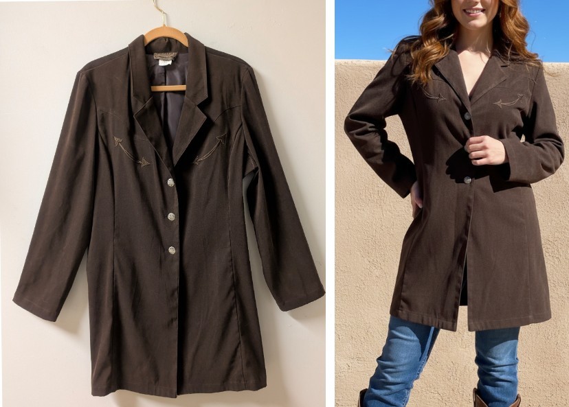 Roughrider By Circle T Vintage Brown Mid Length Riding Western Jacket L