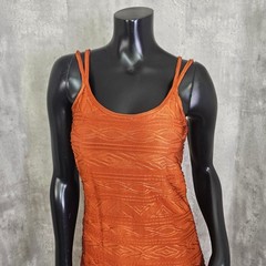 Vintage Y2K Shape FX Newport News Orange Textured Bodycon Maxi Dress Womens M