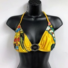 Ed Hardy Women’s Vintage Y2K Classic Skull & Love Medallion Bikini Top Size M