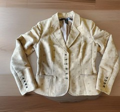Pierre Cardin Monogram Blazer Jacket Vintage Tan Women’s Sz M Old Money Business