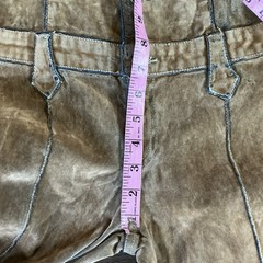 VTG JNCO Suede-Feel Jumpsuit Size M Tan Flare Leg Cap Sleeve Snap Front Y2K #36F