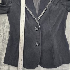 Vintage Elementz Blazer Womens S Black Faux Patent Leather Trim Office Formal