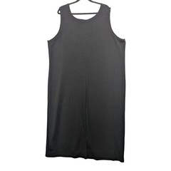 Vintage Black Sleeveless Shift Dress Textured Crepe Scoop Neck Plus Size 26
