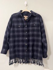 Vintage 90s Telluride Clothing Co. Wool Women’s Flannel Shirt Jacket Fringe Hem