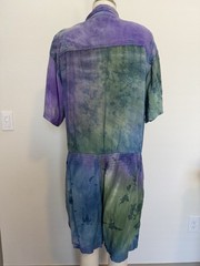VTG 1980s S. Roberts Tie-Dye Rayon Romper with Beaded Floral Accents, Small