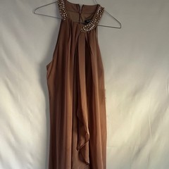 SLNY Embellished Neckline Sleeveless Gown Cashmere Size 6