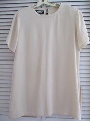 VINTAGE PATRICK COLLECTION BLOUSE TOP SHORT SLEEVE 100% SILK IVORY L NWOT