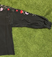Vintage VTG Jerri Sherman Women’s Silk Black Long Sleeve Blouse Cowgirl Floral