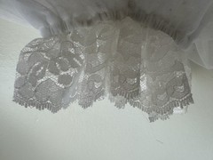 Vintage 80s GG Sophisticates White Tulle Puff Sleeve Prom Dress Flawed Lining 5