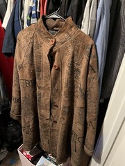 Vintage The African Star Long Leather Coat, 1590 Topography Maps Beautiful!