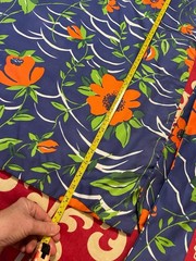 Vintage Howard Wolf Blue Orange Floral Dagger Collar Maxi Belted Shirt Dress-M