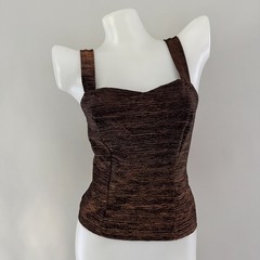 vtg 90s FORMULA X Brown Bronze Copper METALLIC Tank Top Club Delias S USA Y2K