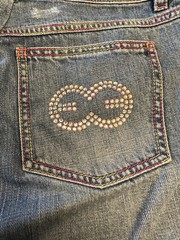 ESCADA VTG LIGHT WASHED RHINESTONE BEADED JEANS SZ44EU(10-12 US)MADE IN TURKEY