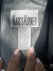Vintage Kari’s Korner Size 20 Houndstooth Sailor Collar Embroidered Dres USA