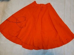 Vintage 70s Womens Juniors Homemade Handmade Orange Bumble Bee Skirt 22″ Waist