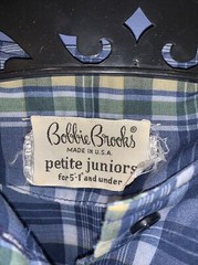 Small Plaid Dress, Button Front Vintage, Schoolgirl, 1950 Bobbie Brooks Petites